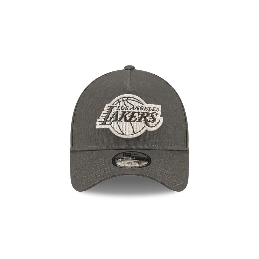 LA Lakers Hat - Moss Canvas Chainstitch 9Forty A-Frame NBA Snapback Cap - New Era